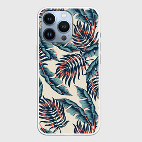 Чехол для iPhone 13 Pro с принтом Тихие тропики ,  |  | Тематика изображения на принте: flowers | forest | hawaii | leaf | leafs | palm | palms | summer | travel | tropical | vacation | гаваи | гавайи | гавайка | гавайская | лес | лето | листики | листки | листья | отпуск | пальма | пальмы | пастель | путешествия | рисунок | тропич