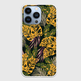 Чехол для iPhone 13 Pro с принтом Тропический лес ,  |  | Тематика изображения на принте: 3d | flowers | forest | hawaii | leaf | leafs | palm | palms | summer | travel | tropical | vacation | гаваи | гавайи | гавайка | гавайская | лес | лето | листики | листки | листья | отпуск | пальма | пальмы | путешествия | рисунок | трехмерная 
