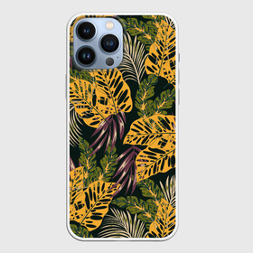 Чехол для iPhone 13 Pro Max с принтом Тропический лес ,  |  | Тематика изображения на принте: 3d | flowers | forest | hawaii | leaf | leafs | palm | palms | summer | travel | tropical | vacation | гаваи | гавайи | гавайка | гавайская | лес | лето | листики | листки | листья | отпуск | пальма | пальмы | путешествия | рисунок | трехмерная 