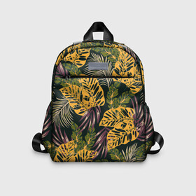 Детский рюкзак 3D с принтом Тропический лес , 100% полиэстер | лямки с регулируемой длиной, сверху петелька, чтобы рюкзак можно было повесить на вешалку. Основное отделение закрывается на молнию, как и внешний карман. Внутри дополнительный карман. По бокам два дополнительных кармашка | Тематика изображения на принте: 3d | flowers | forest | hawaii | leaf | leafs | palm | palms | summer | travel | tropical | vacation | гаваи | гавайи | гавайка | гавайская | лес | лето | листики | листки | листья | отпуск | пальма | пальмы | путешествия | рисунок | трехмерная 