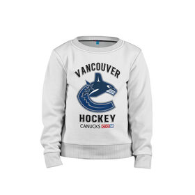 Детский свитшот хлопок с принтом VANCOUVER CANUCKS NHL , 100% хлопок | круглый вырез горловины, эластичные манжеты, пояс и воротник | Тематика изображения на принте: canada | canucks | hockey | nhl | sport | usa | vancouver | акула | ванкувер | канада | кэнакс | логотип | нхл | спорт | хоккей | челюсти