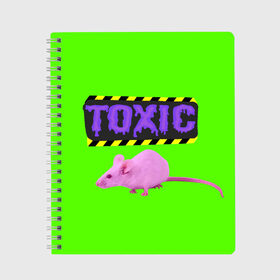 Тетрадь с принтом Toxic , 100% бумага | 48 листов, плотность листов — 60 г/м2, плотность картонной обложки — 250 г/м2. Листы скреплены сбоку удобной пружинной спиралью. Уголки страниц и обложки скругленные. Цвет линий — светло-серый
 | animals | rat | toxic | животные | крыса | токсик