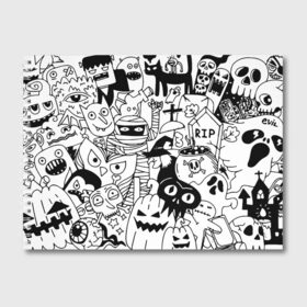 Альбом для рисования с принтом Halloween , 100% бумага
 | матовая бумага, плотность 200 мг. | Тематика изображения на принте: fanfs | halloween | jaw | mummy | pumpkin | skull | tomb | клыки | могила | мумия | пасть | тыква | хэллоуин | череп