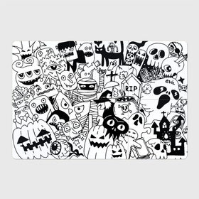 Магнитный плакат 3Х2 с принтом Halloween , Полимерный материал с магнитным слоем | 6 деталей размером 9*9 см | Тематика изображения на принте: fanfs | halloween | jaw | mummy | pumpkin | skull | tomb | клыки | могила | мумия | пасть | тыква | хэллоуин | череп