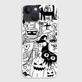 Чехол для iPhone 13 mini с принтом Halloween ,  |  | fanfs | halloween | jaw | mummy | pumpkin | skull | tomb | клыки | могила | мумия | пасть | тыква | хэллоуин | череп