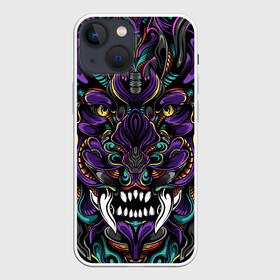 Чехол для iPhone 13 mini с принтом Царь Зверей ,  |  | abstract | animal | art | hunter | japan | japanese | king | lion | tribal | tsar | абстрактный | абстракция | арт | в стиле | в японском | животное | зубы | искусство | клыки | король | лев | охотник | пасть | разноцветный | рисунок