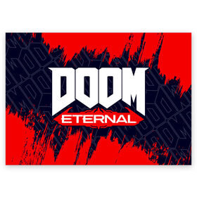 Поздравительная открытка с принтом DOOM ETERNAL / ДУМ ЭТЕРНАЛ , 100% бумага | плотность бумаги 280 г/м2, матовая, на обратной стороне линовка и место для марки
 | Тематика изображения на принте: bfg | brutal | doom | eternal | ethernal | game | games | logo | дум | игра | игры | лого | логотип | логотипы | символ | символы | этернал