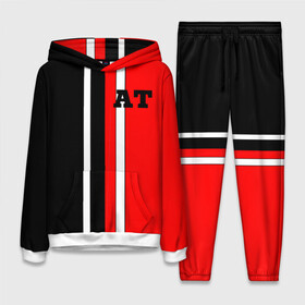 Женский костюм 3D (с толстовкой) с принтом Athletic team red and black ,  |  | at | athletic | athletic team | bodybuilding | crossfit | fitness | mma | motivation | power | sport | strong | team | traninig | workout | бодибилдинг | зож | кросфит | мотивация. сила.смешанные единоборства. | спорт | спорт зал | фитнес | фитн