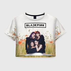 Женская футболка Crop-top 3D с принтом BlackPink , 100% полиэстер | круглая горловина, длина футболки до линии талии, рукава с отворотами | blackpink  bts | bp | how you like that | jennie | jisoo | kill this love | lalisa | lalisa monoban | lisa | rose | yg | блекпинк | блэкпинк | голубая | дженни | джису | закат | лалиса | лалиса монобан | лиса | небо | облака | пак розэ | роза | 