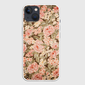Чехол для iPhone 13 с принтом Розовая поляна ,  |  | арт | кремовый | рисунок | роза | розовая поляна | розовые розы | розовые цветы | розы