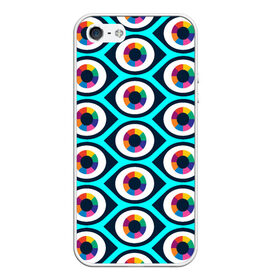 Чехол для iPhone 5/5S матовый с принтом Глаза паттерн , Силикон | Область печати: задняя сторона чехла, без боковых панелей | геометрия | глаза | иллюзия | паттерн | психоделика | радуга | цвета