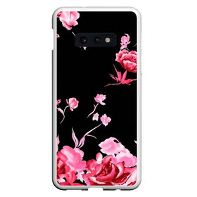 Чехол для Samsung S10E с принтом Яркие розы , Силикон | Область печати: задняя сторона чехла, без боковых панелей | Тематика изображения на принте: арт | рисунок | роза | розовая роза | розовые розы | розовый | розы | тёмный | цветы | чёрный