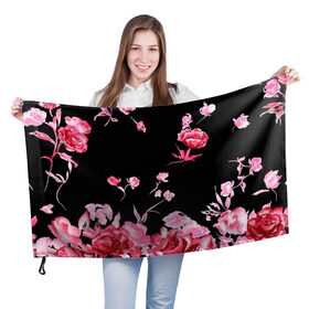 Флаг 3D с принтом Яркие розы , 100% полиэстер | плотность ткани — 95 г/м2, размер — 67 х 109 см. Принт наносится с одной стороны | арт | рисунок | роза | розовая роза | розовые розы | розовый | розы | тёмный | цветы | чёрный
