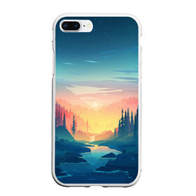 Чехол для iPhone 7Plus/8 Plus матовый с принтом Природа , Силикон | Область печати: задняя сторона чехла, без боковых панелей | горы | закат | лес | небо | природа | рисунок