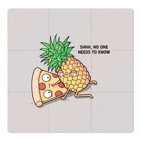 Магнитный плакат 3Х3 с принтом No one needs to know , Полимерный материал с магнитным слоем | 9 деталей размером 9*9 см | hawaiian | hawaiian pizza | pineapple | pizza | pizza with pineapple | ананас и пицца | ананса | гавайская | гавайская пицца | пицца | пицца с ананасом