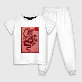 Детская пижама хлопок с принтом Дракон , 100% хлопок |  брюки и футболка прямого кроя, без карманов, на брюках мягкая резинка на поясе и по низу штанин
 | china | chinese dragon | дракон | китай | китайский дракон | китайский язык