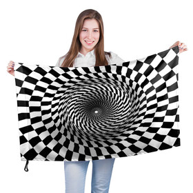 Флаг 3D с принтом иллюзия , 100% полиэстер | плотность ткани — 95 г/м2, размер — 67 х 109 см. Принт наносится с одной стороны | воронка | иллюзия | студентам | тоннель | шахматы