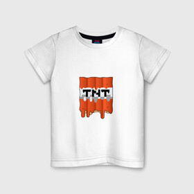 Детская футболка хлопок с принтом TNT , 100% хлопок | круглый вырез горловины, полуприлегающий силуэт, длина до линии бедер | Тематика изображения на принте: game | minecraft | tnt | блок | взрыв | динамит | игра | майн | майнкрафт | мороженное | тнт