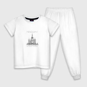 Детская пижама хлопок с принтом Москва координаты , 100% хлопок |  брюки и футболка прямого кроя, без карманов, на брюках мягкая резинка на поясе и по низу штанин
 | Тематика изображения на принте: координаты | красная площадь | кремль | москва