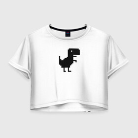 Женская футболка Crop-top 3D с принтом Google динозаврик , 100% полиэстер | круглая горловина, длина футболки до линии талии, рукава с отворотами | dino | dinomax | googledino | дино | динозавр | потерялся