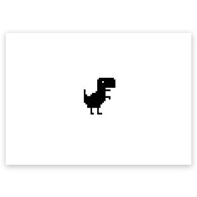 Поздравительная открытка с принтом Google динозаврик , 100% бумага | плотность бумаги 280 г/м2, матовая, на обратной стороне линовка и место для марки
 | Тематика изображения на принте: dino | dinomax | googledino | дино | динозавр | потерялся