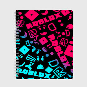 Тетрадь с принтом Roblox , 100% бумага | 48 листов, плотность листов — 60 г/м2, плотность картонной обложки — 250 г/м2. Листы скреплены сбоку удобной пружинной спиралью. Уголки страниц и обложки скругленные. Цвет линий — светло-серый
 | Тематика изображения на принте: game | roblox | блок | игра | игрушка | лего | персонажи | персонажи из кубиков | роблокс | робот