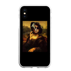 Чехол для iPhone XS Max матовый с принтом jaKondA , Силикон | Область печати: задняя сторона чехла, без боковых панелей | Тематика изображения на принте: jakonda | mona lisa | smoking | woman | девушка | джаконда | мона лиза