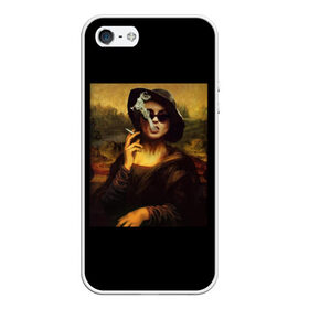 Чехол для iPhone 5/5S матовый с принтом jaKondA , Силикон | Область печати: задняя сторона чехла, без боковых панелей | Тематика изображения на принте: jakonda | mona lisa | smoking | woman | девушка | джаконда | мона лиза