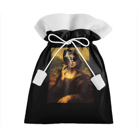 Подарочный 3D мешок с принтом jaKondA , 100% полиэстер | Размер: 29*39 см | jakonda | mona lisa | smoking | woman | девушка | джаконда | мона лиза