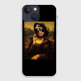 Чехол для iPhone 13 mini с принтом jaKondA ,  |  | jakonda | mona lisa | smoking | woman | девушка | джаконда | мона лиза