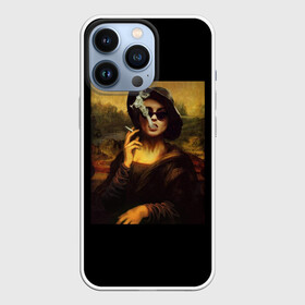 Чехол для iPhone 13 Pro с принтом jaKondA ,  |  | jakonda | mona lisa | smoking | woman | девушка | джаконда | мона лиза
