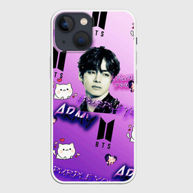 Чехол для iPhone 13 mini с принтом I purple you ,  |  | army bts | bts | bts и котики | i purple you | арми | арми тэхен | купить футболку с бтс | тэхен бтс | фиолетовая футболка я арми | я люблю тэхена | я фиолетовлю тебя