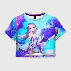 Женская футболка Crop-top 3D с принтом Re:Zero , 100% полиэстер | круглая горловина, длина футболки до линии талии, рукава с отворотами | anime girls | cute | emilia | kawaii | re zero | subaru | альтернативном мире | ангел | аниме девушка | анимешникам | воительница | девочка | жизнь | зеро | кавайный | лед | милые | нацуки | няшные | рем | стелла | субару