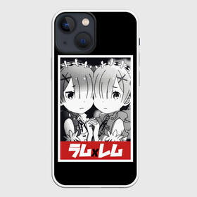 Чехол для iPhone 13 mini с принтом Re:Zero ,  |  | anime | glitch | japan | ram | re | rem | rezero | senpai | subaru | waifu | zero | анимация | аниме | вайфу | глитч | глич | мультсериал | мультфильм | семпай | сенпай | сериал | япония