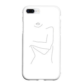 Чехол для iPhone 7Plus/8 Plus матовый с принтом минимализм силуэт девушки , Силикон | Область печати: задняя сторона чехла, без боковых панелей | губы | девушка | женское тело | лицо | лицо девушки | минимализм | одним касанием | чб | черная линия