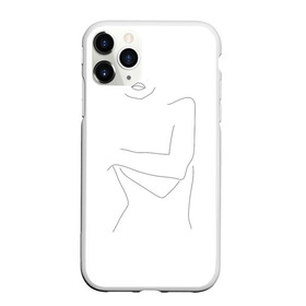 Чехол для iPhone 11 Pro Max матовый с принтом минимализм силуэт девушки , Силикон |  | губы | девушка | женское тело | лицо | лицо девушки | минимализм | одним касанием | чб | черная линия