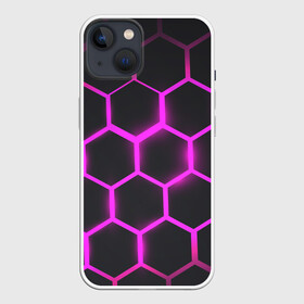 Чехол для iPhone 13 с принтом соты ,  |  | абстракция | геометрия | неоновые соты | соты | шестиугольник