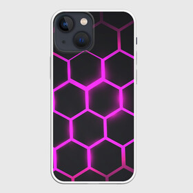 Чехол для iPhone 13 mini с принтом соты ,  |  | абстракция | геометрия | неоновые соты | соты | шестиугольник