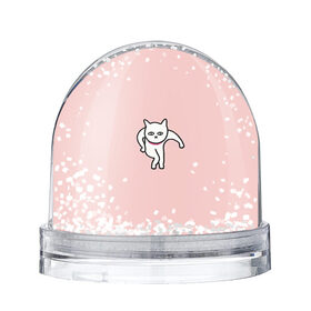 Снежный шар с принтом Ыть , Пластик | Изображение внутри шара печатается на глянцевой фотобумаге с двух сторон | арт | белая кошка | белый кот | кот | кошка | мем | мэм | рисунок | розовый