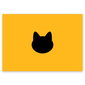Поздравительная открытка с принтом Мордочка коти , 100% бумага | плотность бумаги 280 г/м2, матовая, на обратной стороне линовка и место для марки
 | арт | вектор | кот | котёнок | кошка | оранжевый | рисунок | силуэт | тёмный | чёрный