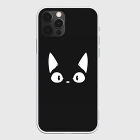 Чехол для iPhone 12 Pro Max с принтом Кошачья мордочка , Силикон |  | арт | белый | кот | кошачья мордочка | кошка | ночь | рисунок | тень | чёрный