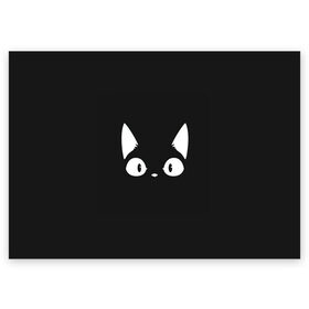 Поздравительная открытка с принтом Кошачья мордочка , 100% бумага | плотность бумаги 280 г/м2, матовая, на обратной стороне линовка и место для марки
 | Тематика изображения на принте: арт | белый | кот | кошачья мордочка | кошка | ночь | рисунок | тень | чёрный