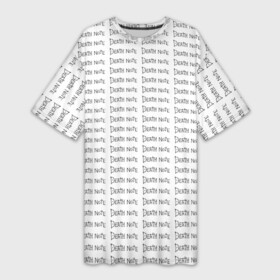 Платье-футболка 3D с принтом death note pattern white ,  |  | anime | death note | kira | manga | ryuk | аниме | герой | детектив | детнот | детх нот | детхнот | дэсу ното | иероглиф | кандзи | кира | манга | миса | риюк | рьюзаки | рюзаки | рюк | синигами | тетрадка | эл | э