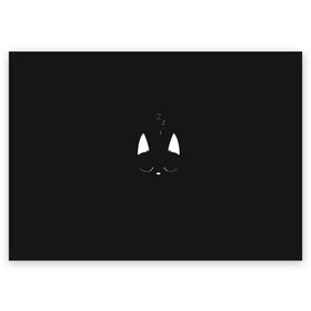 Поздравительная открытка с принтом Спящий кот , 100% бумага | плотность бумаги 280 г/м2, матовая, на обратной стороне линовка и место для марки
 | Тематика изображения на принте: аниме | аниме кот | арт | кот | кот спит | котёнок | котёнок спит | кошка | кошка спит | рисунок | спит | тёмный | чёрная кошка | чёрный | чёрный кот | чёрный котёнок