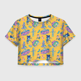 Женская футболка Crop-top 3D с принтом Рик и Морти , 100% полиэстер | круглая горловина, длина футболки до линии талии, рукава с отворотами | cn_2682959_019061 | rick  morty | turner | рик и морти