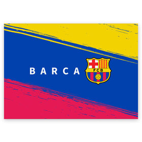 Поздравительная открытка с принтом BARCELONA / БАРСЕЛОНА , 100% бумага | плотность бумаги 280 г/м2, матовая, на обратной стороне линовка и место для марки
 | Тематика изображения на принте: barca | barcelona | barsa | barselona | fcb | logo | messi | барса | барселона | знак | клуб | лого | логотип | логотипы | месси | символ | символы | футбол | футбольная | футбольный