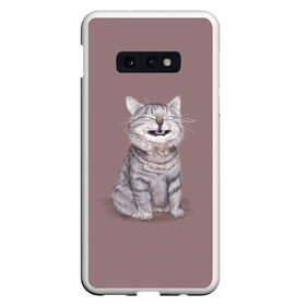 Чехол для Samsung S10E с принтом Котёнок ыыы , Силикон | Область печати: задняя сторона чехла, без боковых панелей | арт | кот | котёнок | кошка | мем | мемный кот | мемный котенок | мэм | мэмный котёнок | рисунок | серый | серый кот | тёмный | фиолетовый