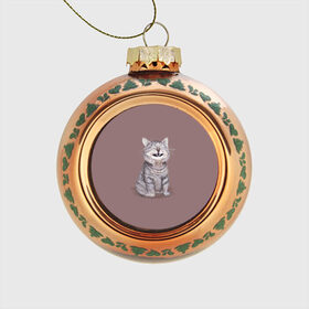 Стеклянный ёлочный шар с принтом Котёнок ыыы , Стекло | Диаметр: 80 мм | арт | кот | котёнок | кошка | мем | мемный кот | мемный котенок | мэм | мэмный котёнок | рисунок | серый | серый кот | тёмный | фиолетовый