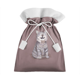 Подарочный 3D мешок с принтом Котёнок ыыы , 100% полиэстер | Размер: 29*39 см | арт | кот | котёнок | кошка | мем | мемный кот | мемный котенок | мэм | мэмный котёнок | рисунок | серый | серый кот | тёмный | фиолетовый