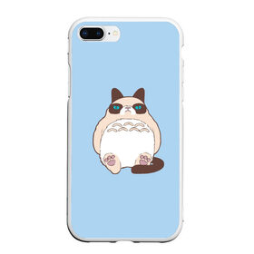 Чехол для iPhone 7Plus/8 Plus матовый с принтом Тоторный кот , Силикон | Область печати: задняя сторона чехла, без боковых панелей | grumpy cat | белый | кот тоторо | кот. недовольный кот | крем | мило | милота | мимишка | тоторо